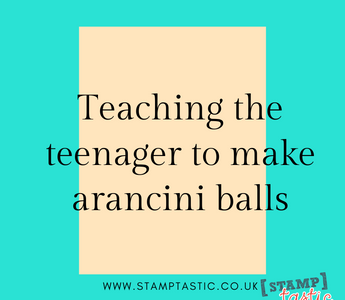 Teaching the teenager to make arancini balls