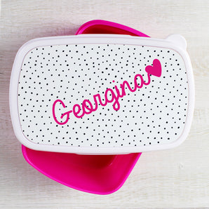 Personalised Pink Heart Lunch Box