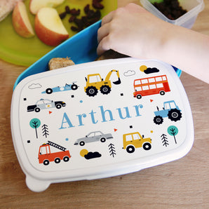 Personalised Vehicles Blue Lunch Box