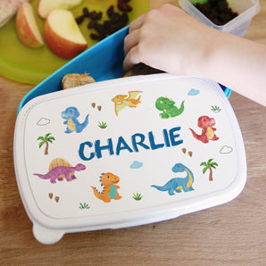 Personalised Dinosaur Blue Lunch Box